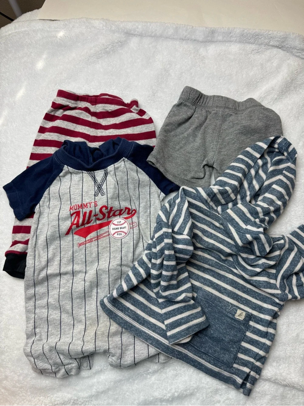 Carter's Navy, Gray & Red 'All-Star' Short Sleeve Romper Set | 4 pieces | 12 mo